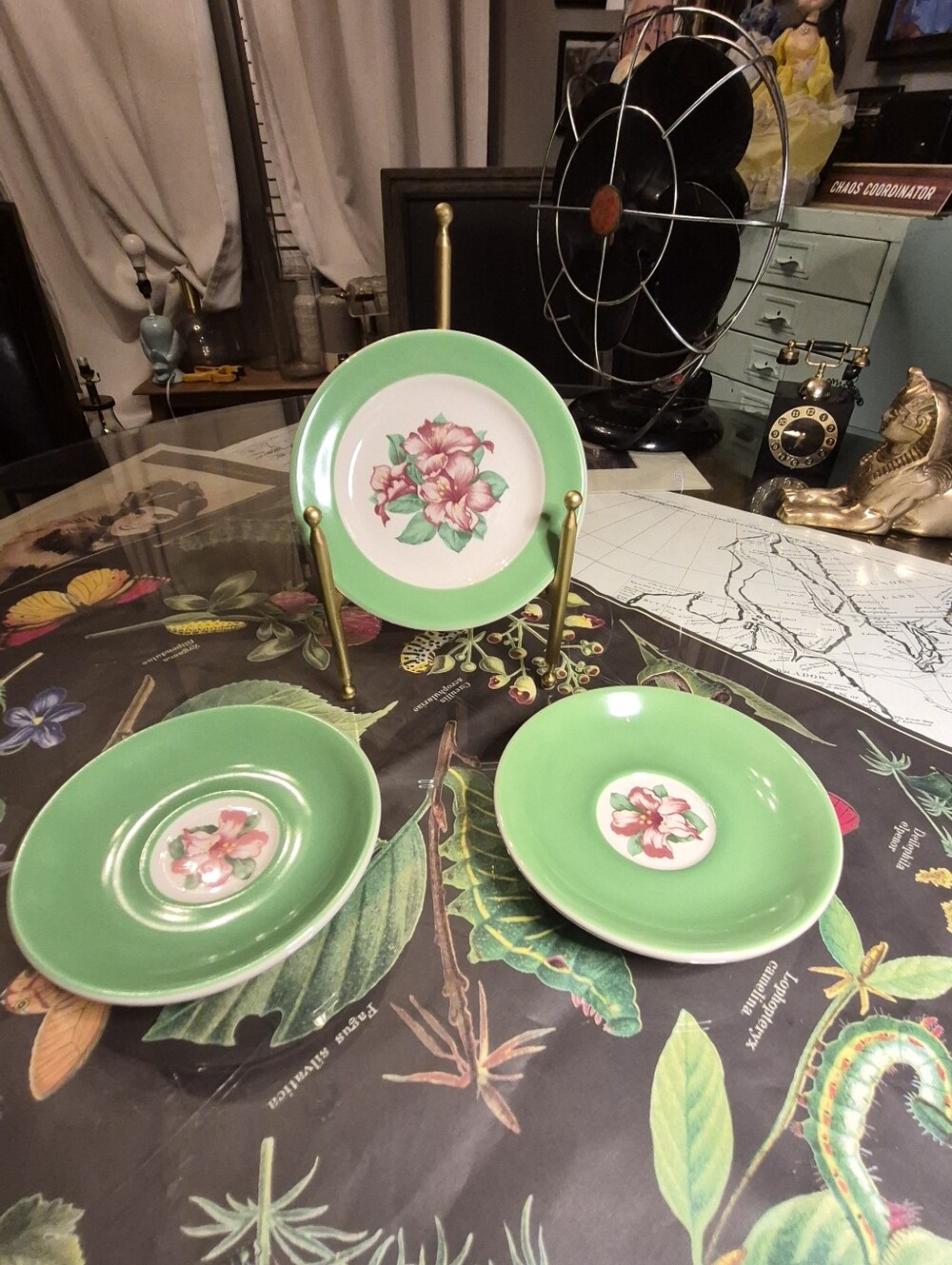 Green Floral Dessert Plates - Set of 3 HOMER LAUGHLIN